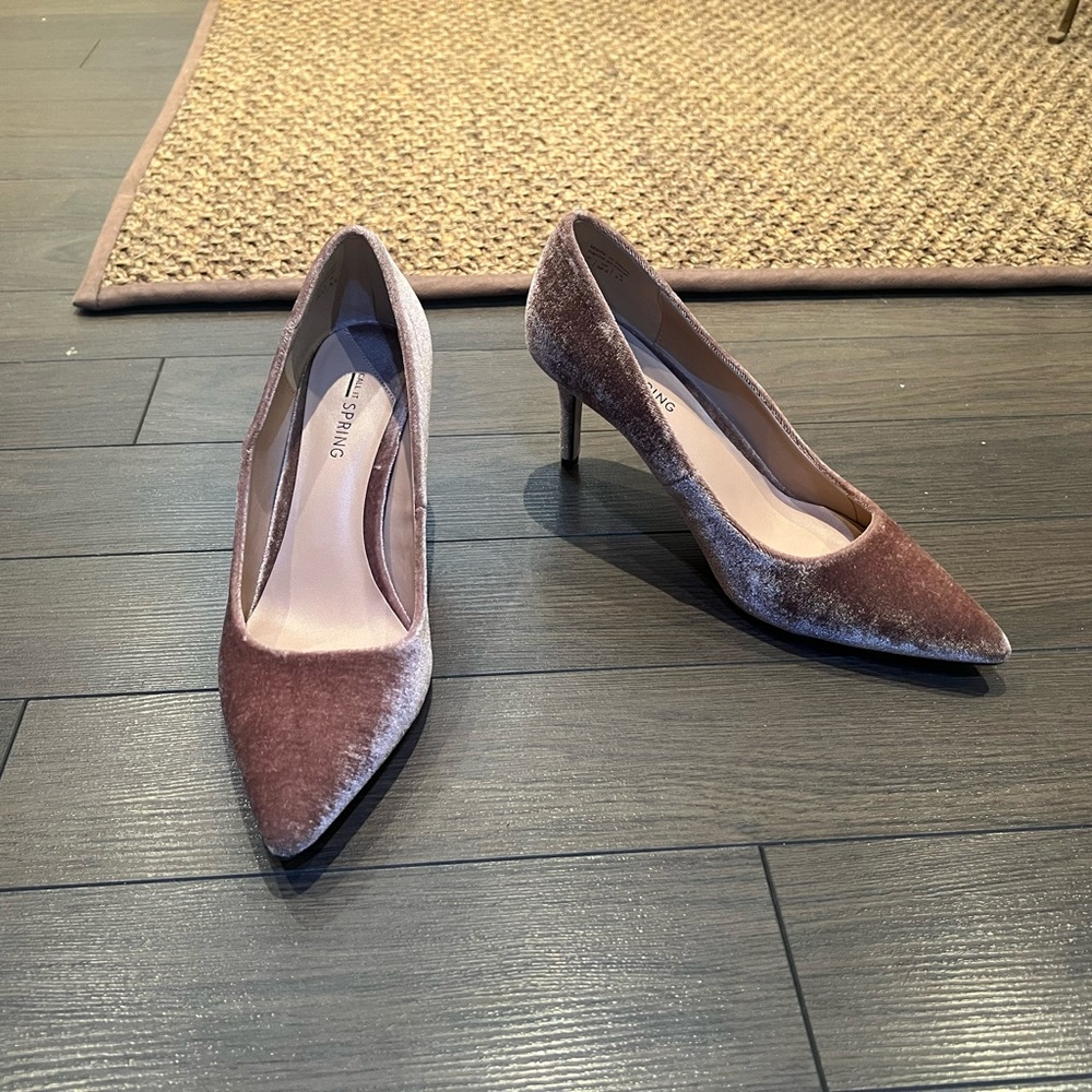 Call It Spring size 8 Beige Velvet Heels